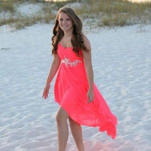 Pink high-low formal dress
